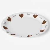 Hearty Hearts Dark Brown - Custom Text ペーパープレート (アングル)