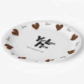 Hearty Hearts Dark Brown - Custom Text and Logo ペーパープレート (アングル)