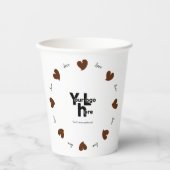 Hearty Hearts Dark Brown - Custom Text and Logo 紙コップ (正面)