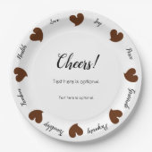 Hearty Hearts Dark Brown - Custom Text Center ペーパープレート (正面)