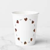 Hearty Hearts Dark Brown - Custom Text Paper Cups 紙コップ (裏面)