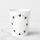 Hearty Hearts Dark Brown - Custom Text Paper Cups 紙コップ (正面)