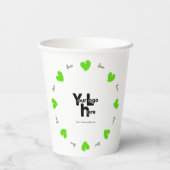 Hearty Hearts Green - Custom Text and Logo 紙コップ (裏面)