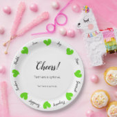 Hearty Hearts Green - Custom Text Center ペーパープレート (パーティー)