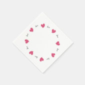 Hearty Hearts Pink - Custom Text スタンダードカクテルナプキン (角)