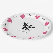 Hearty Hearts Pink - Custom Text and Logo ペーパープレート (アングル)
