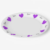 Hearty Hearts Purple - Custom Text Paper Plates ペーパープレート (アングル)