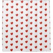 Hearty Hearts - Red and White - シャワーカーテン (正面)