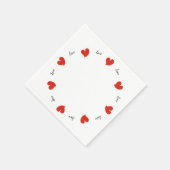 Hearty Hearts Red - Custom Text スタンダードカクテルナプキン (角)
