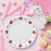 Hearty Hearts Red - Custom Text ペーパープレート (パーティー)