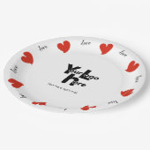 Hearty Hearts Red - Custom Text and Logo ペーパープレート (アングル)
