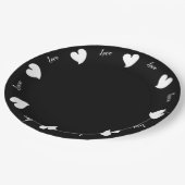 Hearty Hearts White and Black - Custom Text ペーパープレート (アングル)
