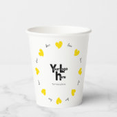 Hearty Hearts Yellow - Custom Text and Logo 紙コップ (裏面)