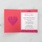 HeartyPartyラズベリーとマゼンタダマスクハート 招待状 (内部)