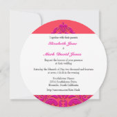 HeartyPartyラズベリーとマゼンタダマスクハート 招待状 (裏面)