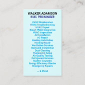 (Heat, AC クール Sagon)フリー見積 | 青HVAC 名刺 (裏面)