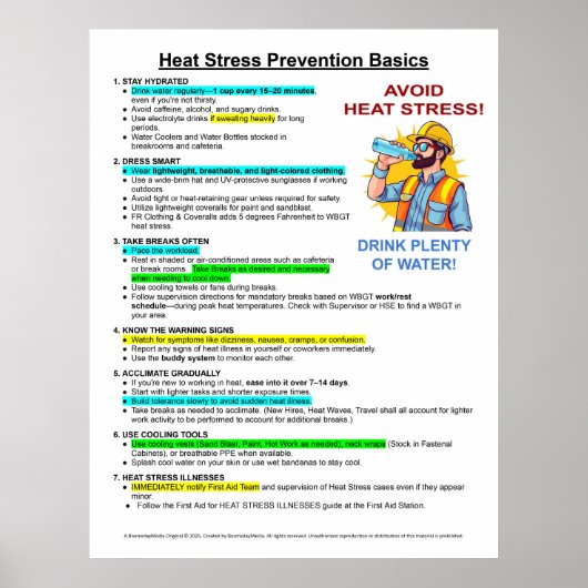 Heat Stress Illness Prevention Basics ポスター (正面)