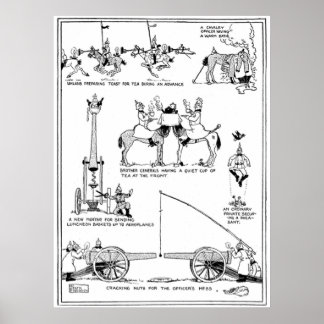Heath Robinson Cracking Nuts World War I Cartoon F ポスター