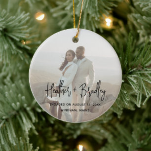 Heatherエレガント写ミニマル婚約したモダン真 セラミックオーナメント