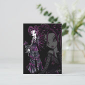 "Heather"ピンクバレンタインデー花妖精ポスト シーズンポストカード (スタンド正面)