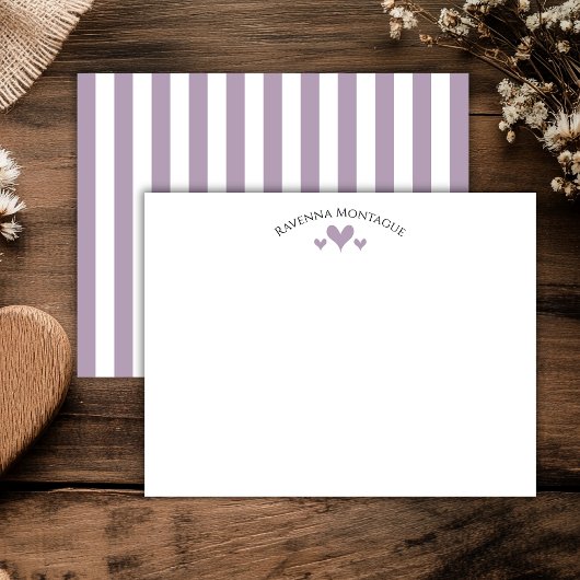 Heather Elegant Classic Hearts Striped Note Card ノートカード