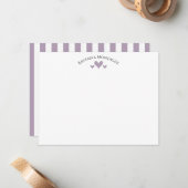 Heather Elegant Classic Hearts Striped Note Card ノートカード (正面/裏面インサイチュ)