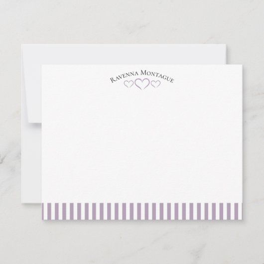 Heather Modern Open Hearts Striped Note Card ノートカード (正面)