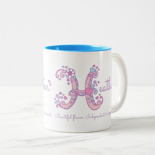 Heather name meaning monogram H personalized mug ツートーンマグカップ (正面右)