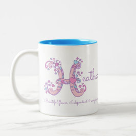 Heather name meaning monogram H personalized mug ツートーンマグカップ