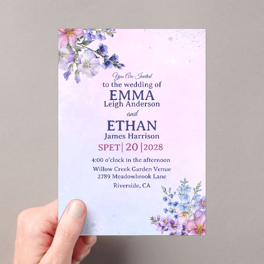 heather periwinkle plum lavender blue Wedding  アクリル招待状 (インサイチュ (ポータブル))