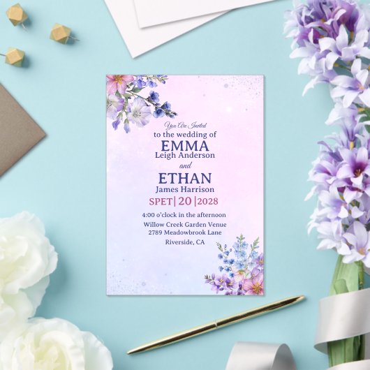 heather periwinkle plum lavender blue Wedding  アクリル招待状 (インサイチュ (ウェディング))