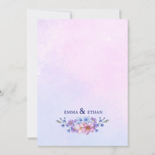 heather periwinkle plum lavender blue Wedding  招待状 (裏面)