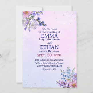 heather periwinkle plum lavender blue Wedding  招待状