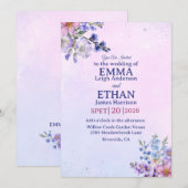 heather periwinkle plum lavender blue Wedding 招待状 (正面/裏面)