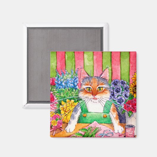 Heather's Flower Shop catかわいい磁石を子猫に マグネット (正面/裏面)