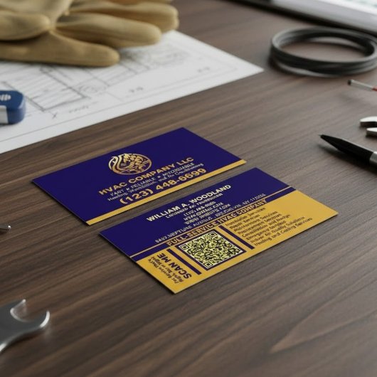 (Heating Cooling, Air Conditioning) Blue Gold HVAC 名刺