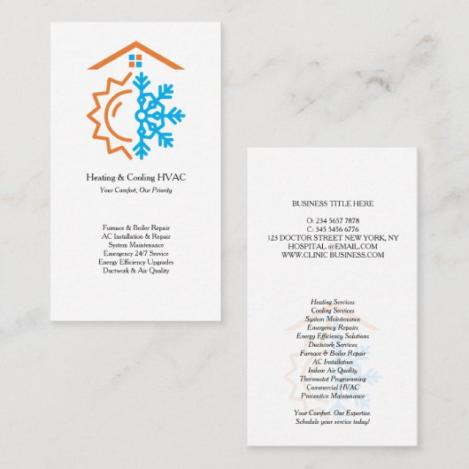 Heating Cooling Experts HVAC 名刺 (正面/裏面)