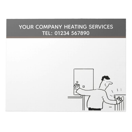 Heating Services Cartoonテーマをカスタマイズ ノートパッド (正面)