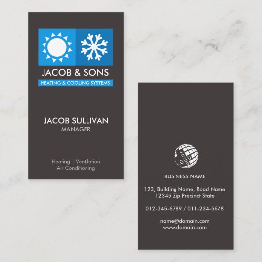 Heating Ventilation Air Conditioning Cooling Busin 名刺 (正面/裏面)