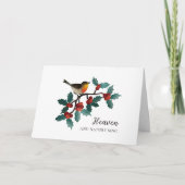 Heaven and Nature Sing Winter Bird Holly Christmas カード (正面)