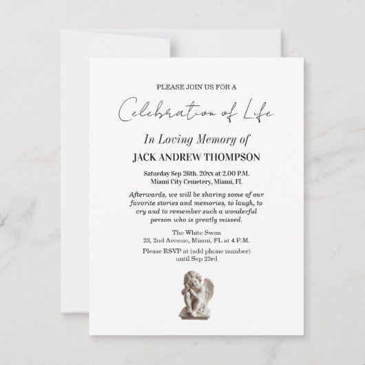 Heaven Angels Celebration Of Life Photo  招待状 (裏面)