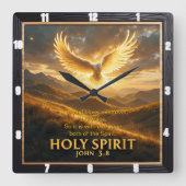 Heaven Holy Spirit Dove Majestic John 3:8 Verse スクエア壁時計 (正面)