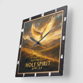 Heaven Holy Spirit Dove Majestic John 3:8 Verse スクエア壁時計 (傾斜)