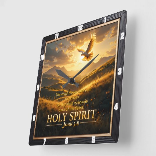 Heaven Holy Spirit Dove Sunset John 3:8 Verse スクエア壁時計 (傾斜)