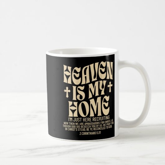 Heaven Is My Home Cross Christian Religious (on Ba コーヒーマグカップ (右)