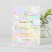 Heaven pastel rainbow clouds birthday 招待状 (スタンド正面)