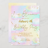 Heaven pastel rainbow clouds birthday 招待状 (正面/裏面)