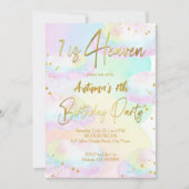 Heaven pastel rainbow clouds birthday 招待状 (正面)