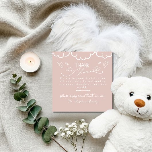 Heaven Pink baby Labor & Delivery NICU Hospital  サンキューカード