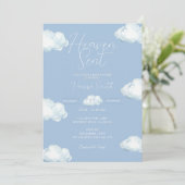 Heaven Sent Baby Shower Blue Cloud 招待状 (スタンド正面)